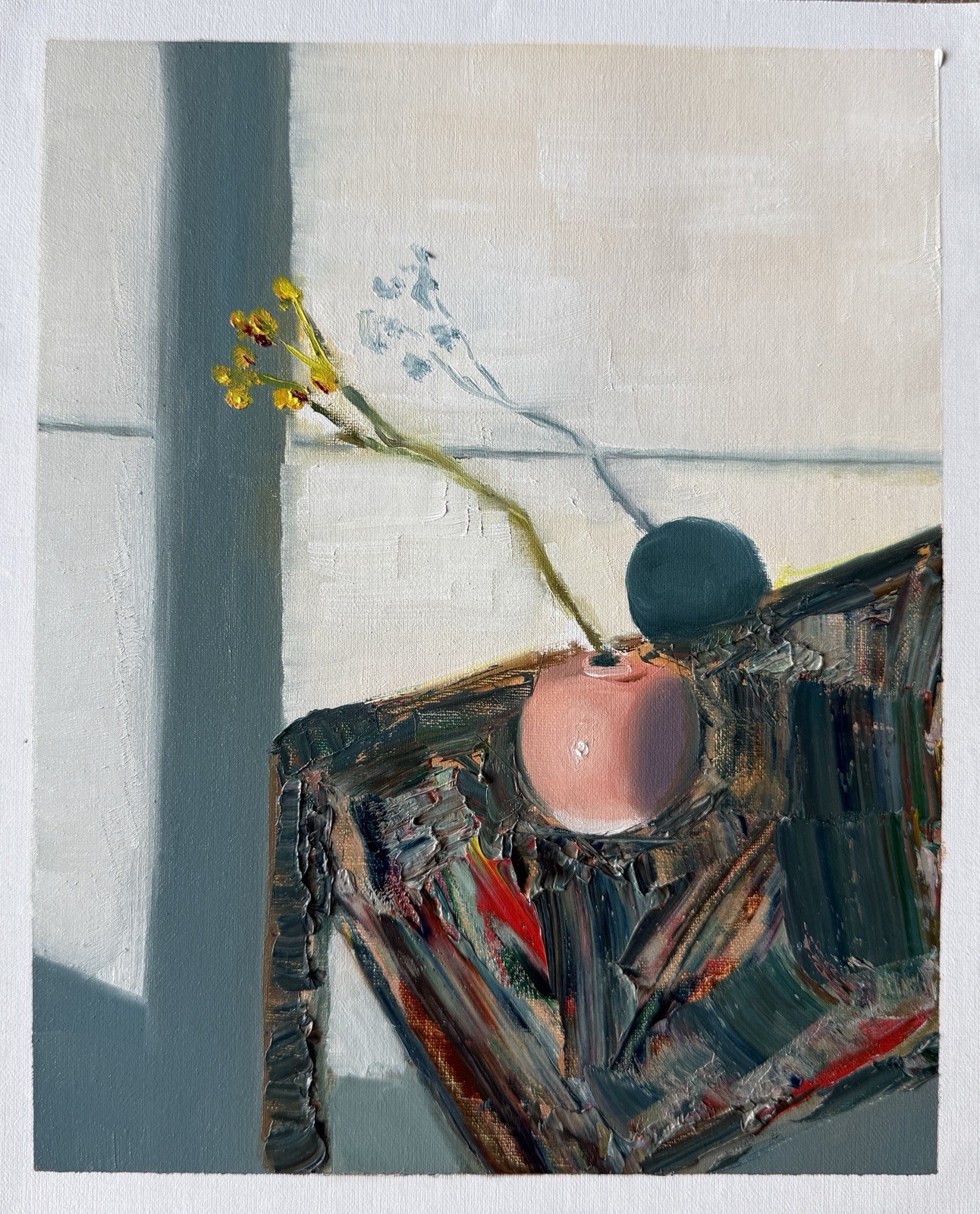 Original Contemporary Still Life Oil Painting on Linen | Vase with Flowers