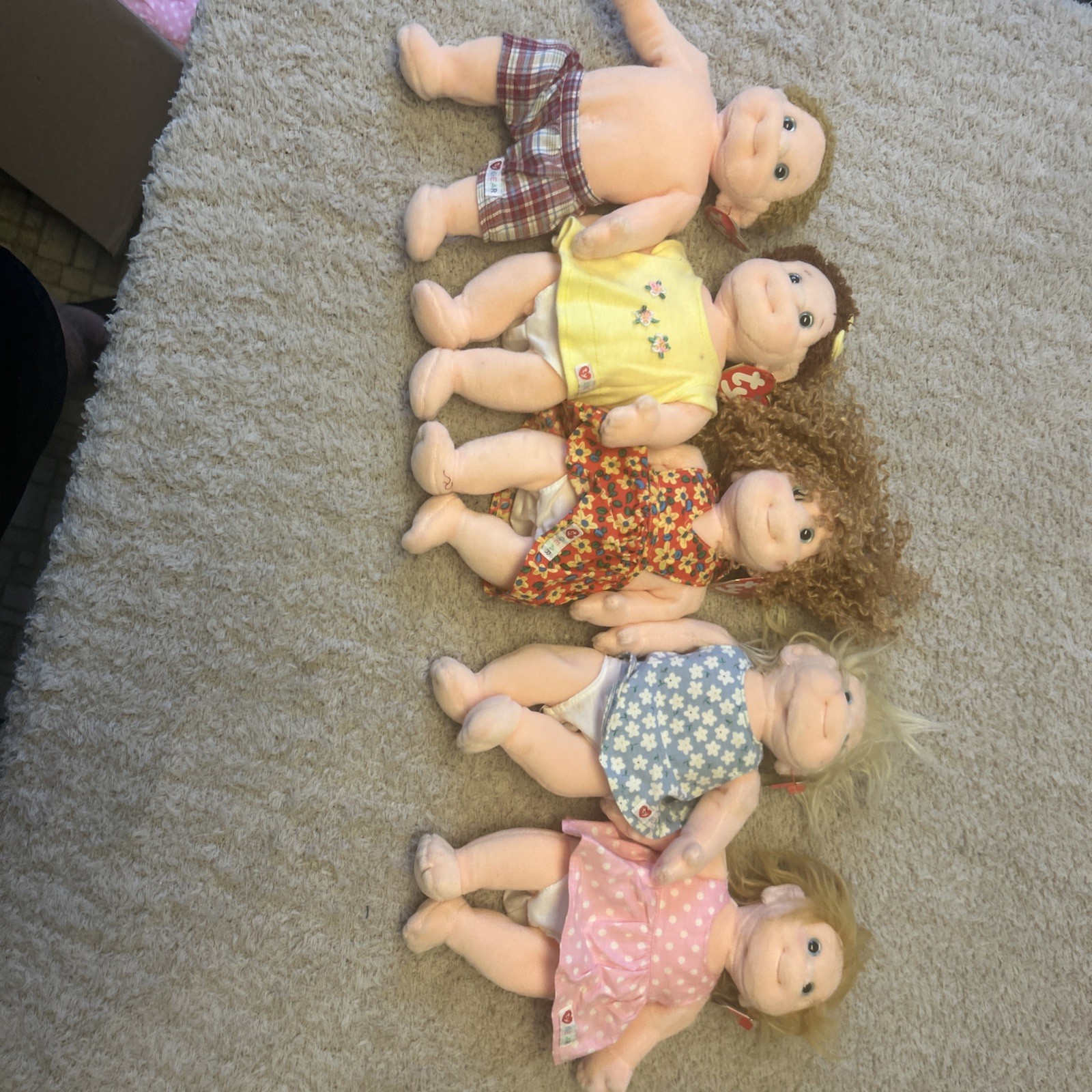 Ty Beanie Babies Dolls Vintage Lot of 5 Figures with Tags + 2 doubles.  total 7
