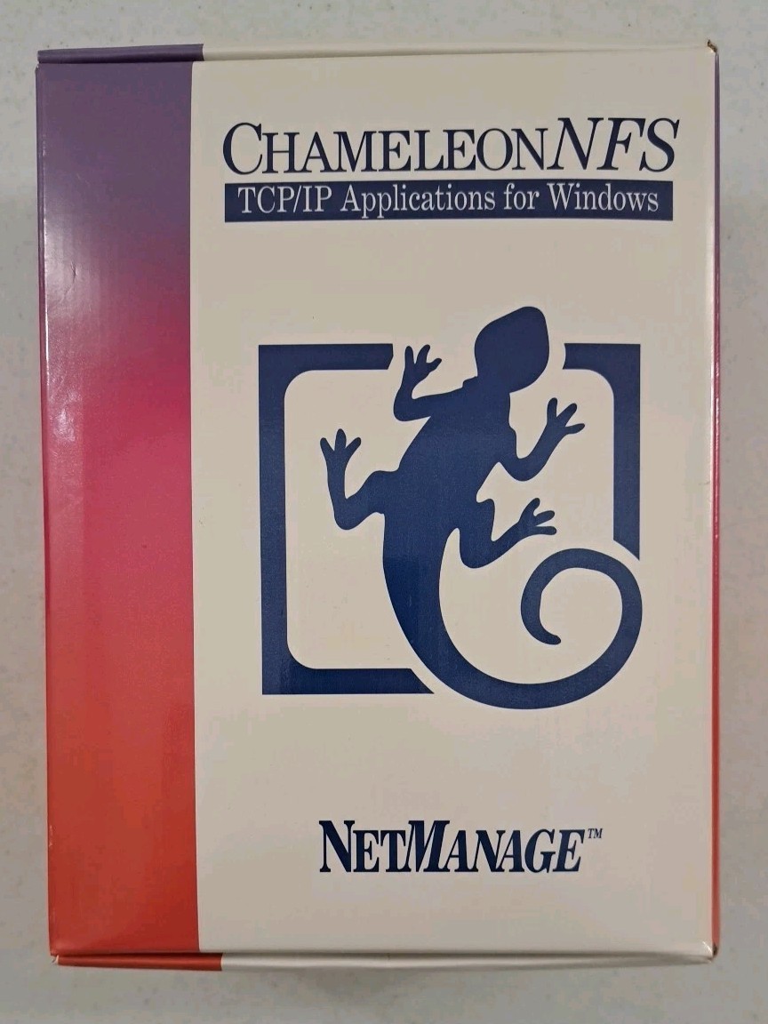 Vintage NetManage Chameleon NFS TCP/IP Applications For Windows-Booklet, Disks