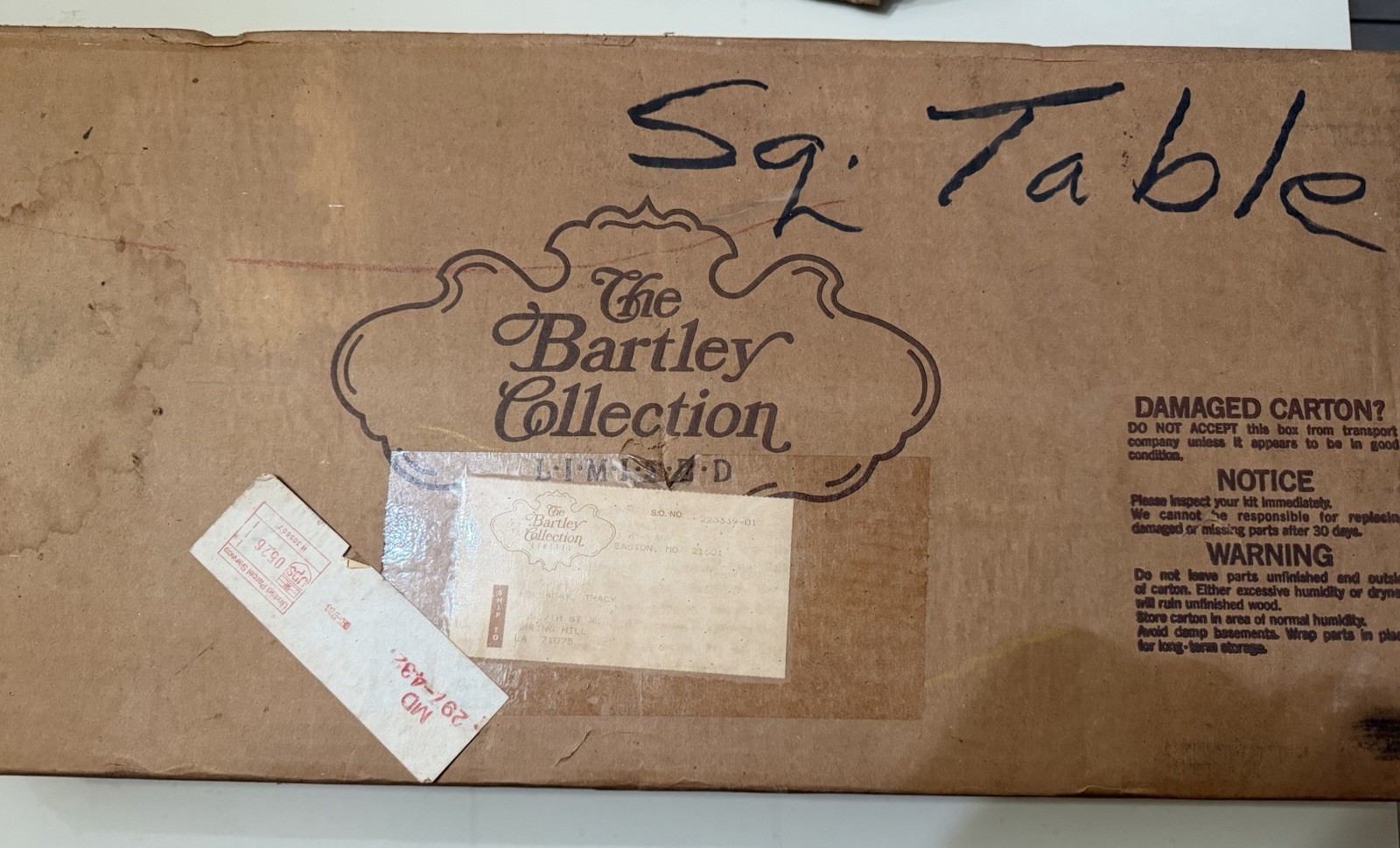 Bartley Furniture Collection Pad Foot Table Vintage Wood Kit Square Table