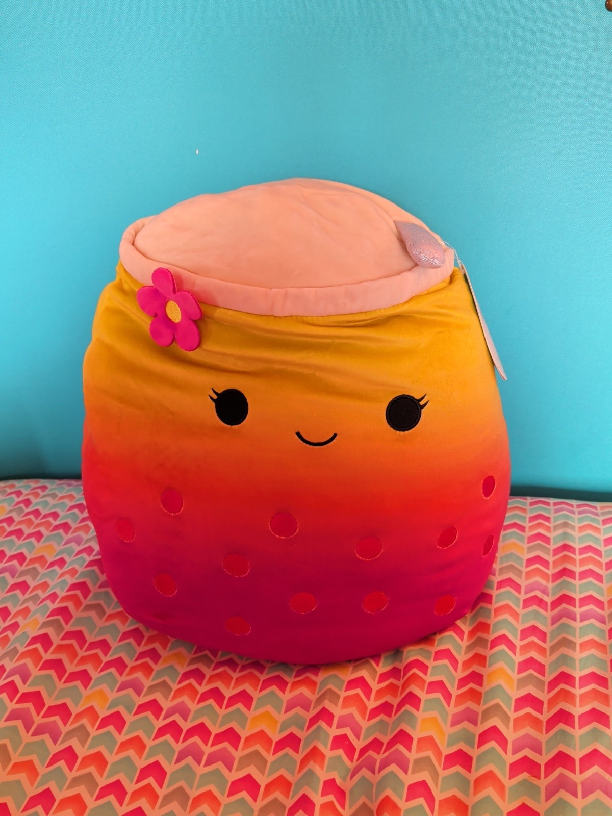 Squishmallows Bergit 16" Pink Ombre Boba Tea Plush Stuffed Animal