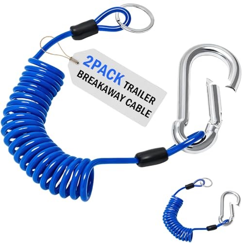 2Pack 6Ft Blue Trailer Breakaway Cable RV Brake Away Emergency Brake 2 Pack