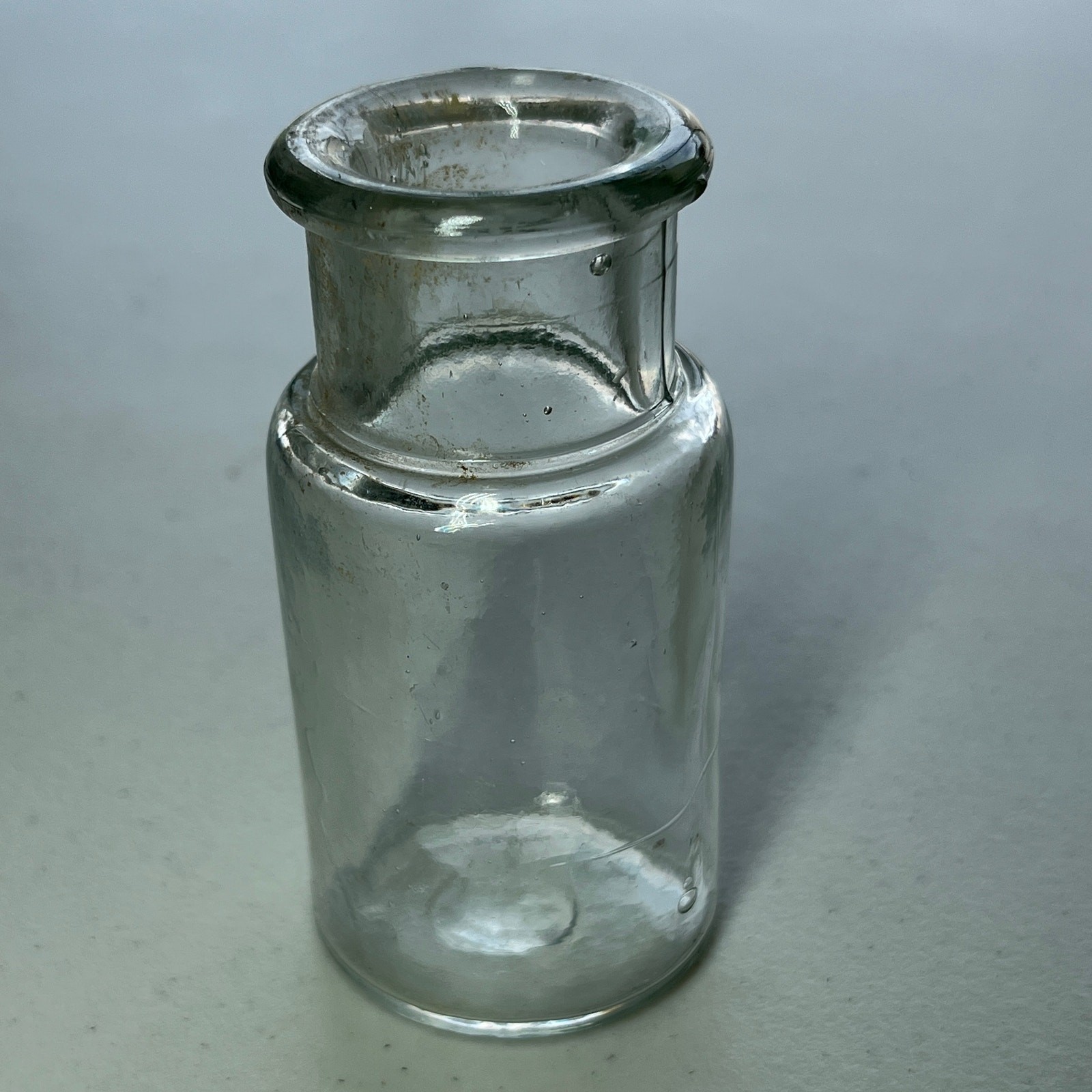 Antique Clear Glass Bottle with M Stamped on Bottom Medicine Vintage Maybe 1930s