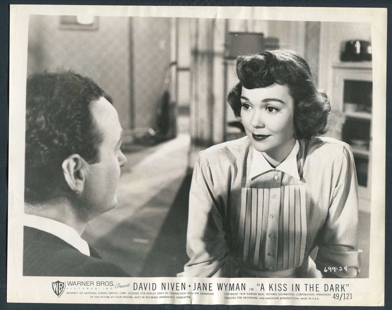 DAVID NIVEN JANE WYMAN in A Kiss In The Dark '49 PRETTY LOOK