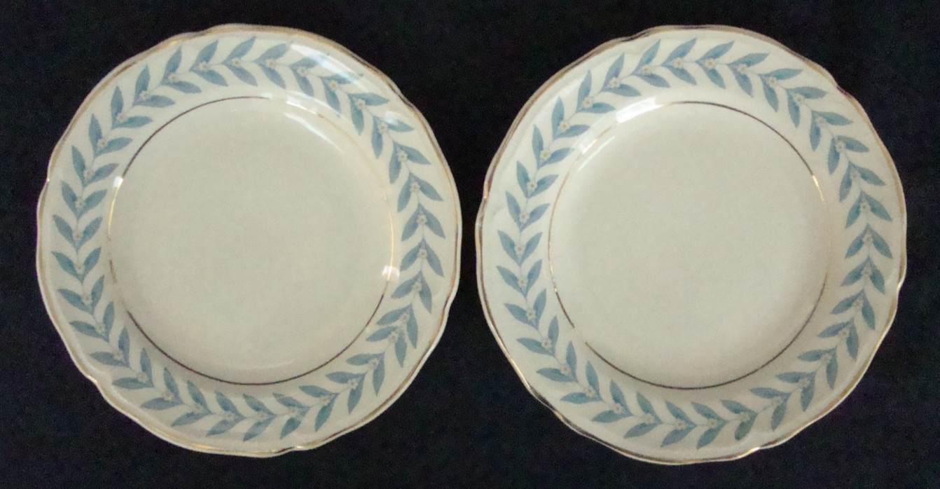 Blue Laurel Edwin M Knowles Bread Plates or Saucers 5 3/4" Vintage 1940s