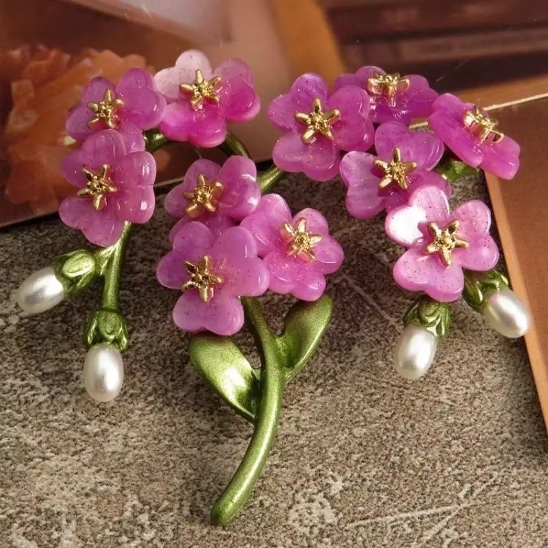 Classic Retro Imitation Pearl Bouquet Brooch Vintage Acrylic Plant Exquisite