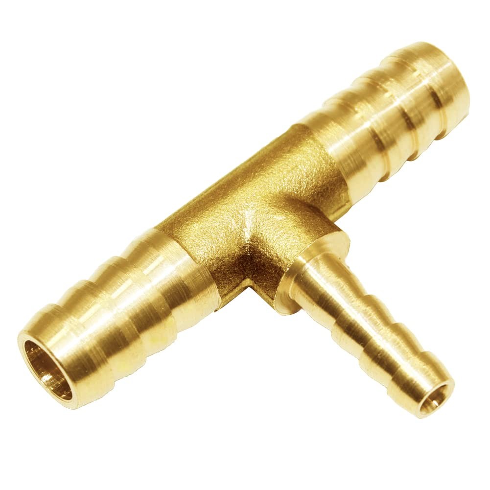 Joywayus 3/8"x3/16"x3/8" ID Hose Reduce Barb Tee 3 Way 3/8"x3/16"x3/8", Brass 