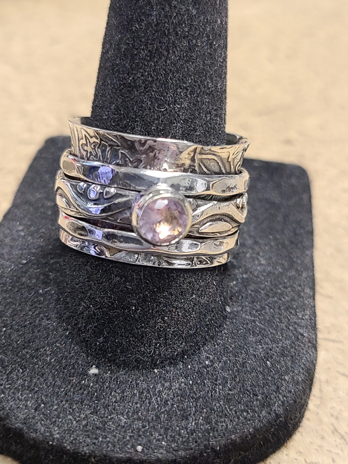 Sterling Silver Wide Spinner Ring Size 9