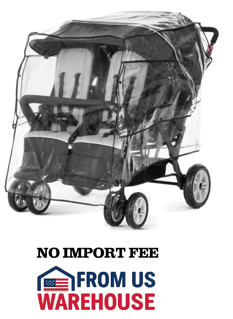 Gaggle Quad Stroller Rain Cover Universal Weather Shield for Double & Side-by-Si