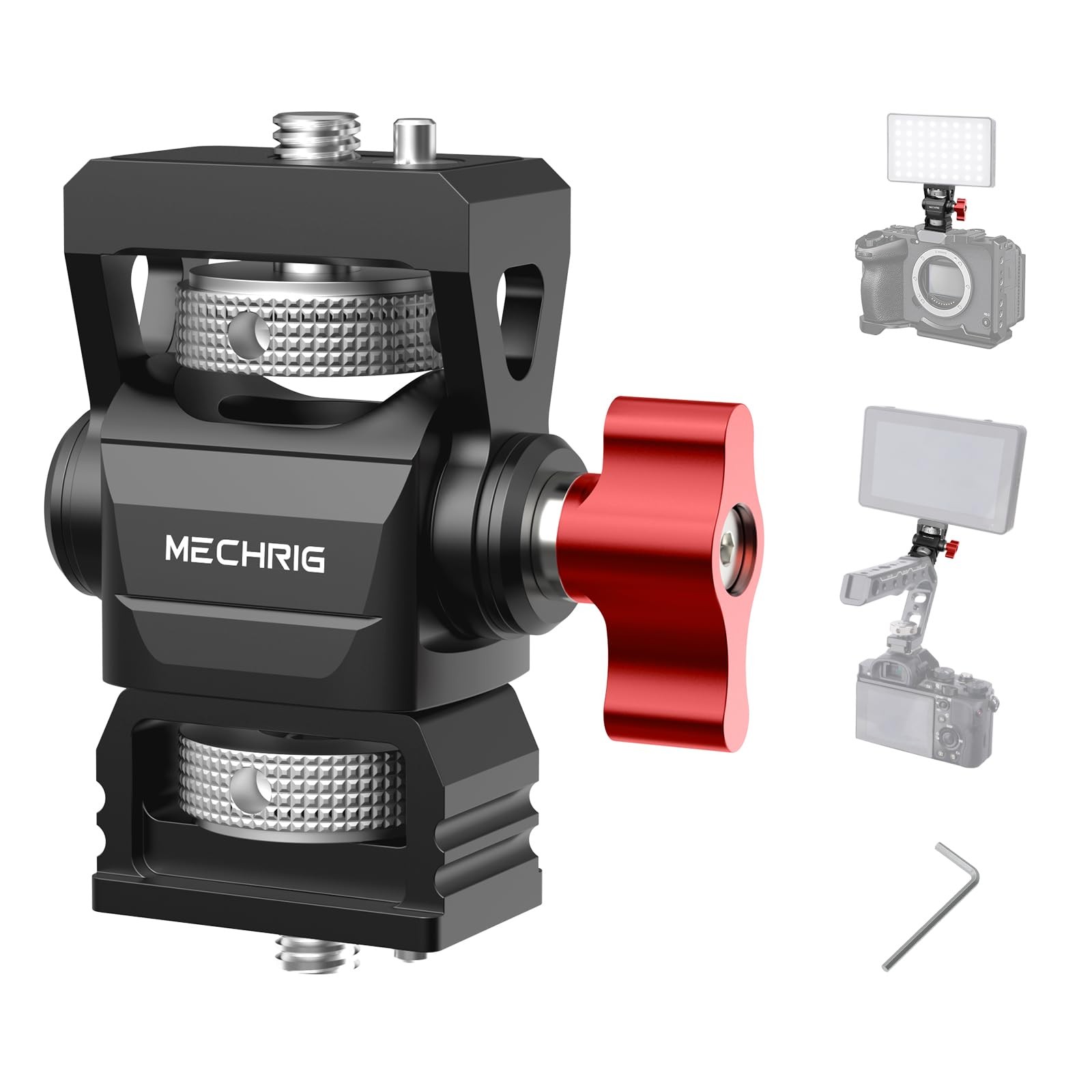 Camera Monitor Mount 1/4 Screw Aluminum Field Holder 360 Swivel 180 Tilt