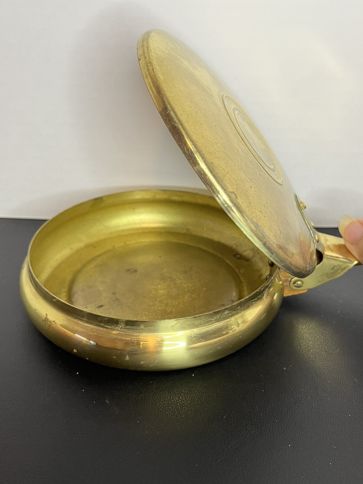 Brass Silent Butler Table Crumb Catch Pan Wood Handle Vintage Mid Century