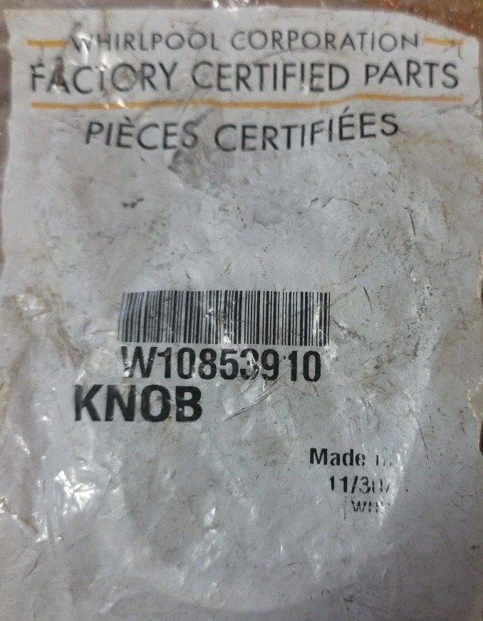 Whirlpool W10853910 | Whirlpool Knob | Genuine OEM Replacement Part