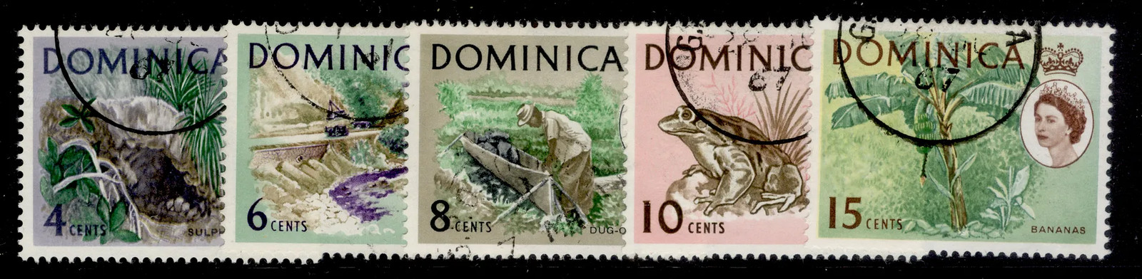 DOMINICA QEII SG200-204, 1966-67 complete set, FINE USED.