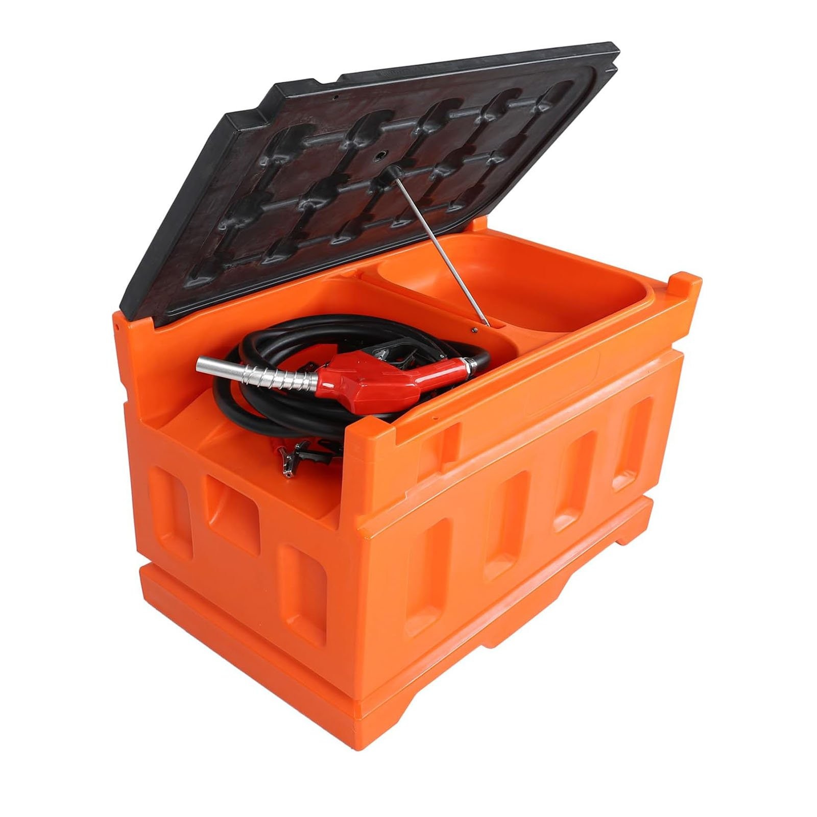Orange 10GPM Portable Fuel Tanks with 12V DC Electric Transfer Pump 48Gallon