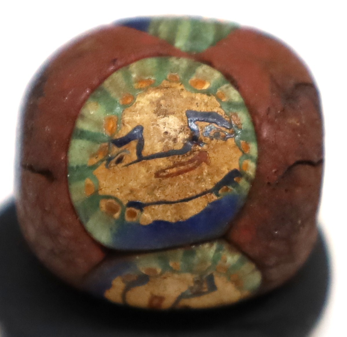 Ancient Roman Glass Gabri face bead Size 15.6mm/15.3mm