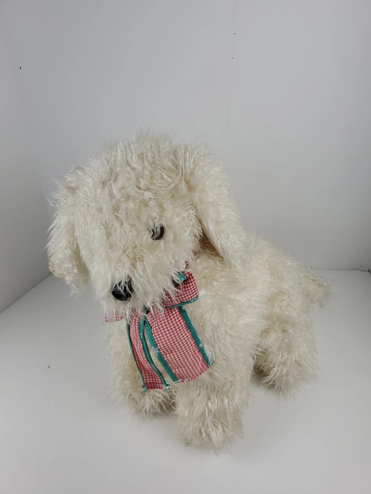 The Gingham Dog and 1990 Plush Stuffed Poodle Xmas Story 10” tall