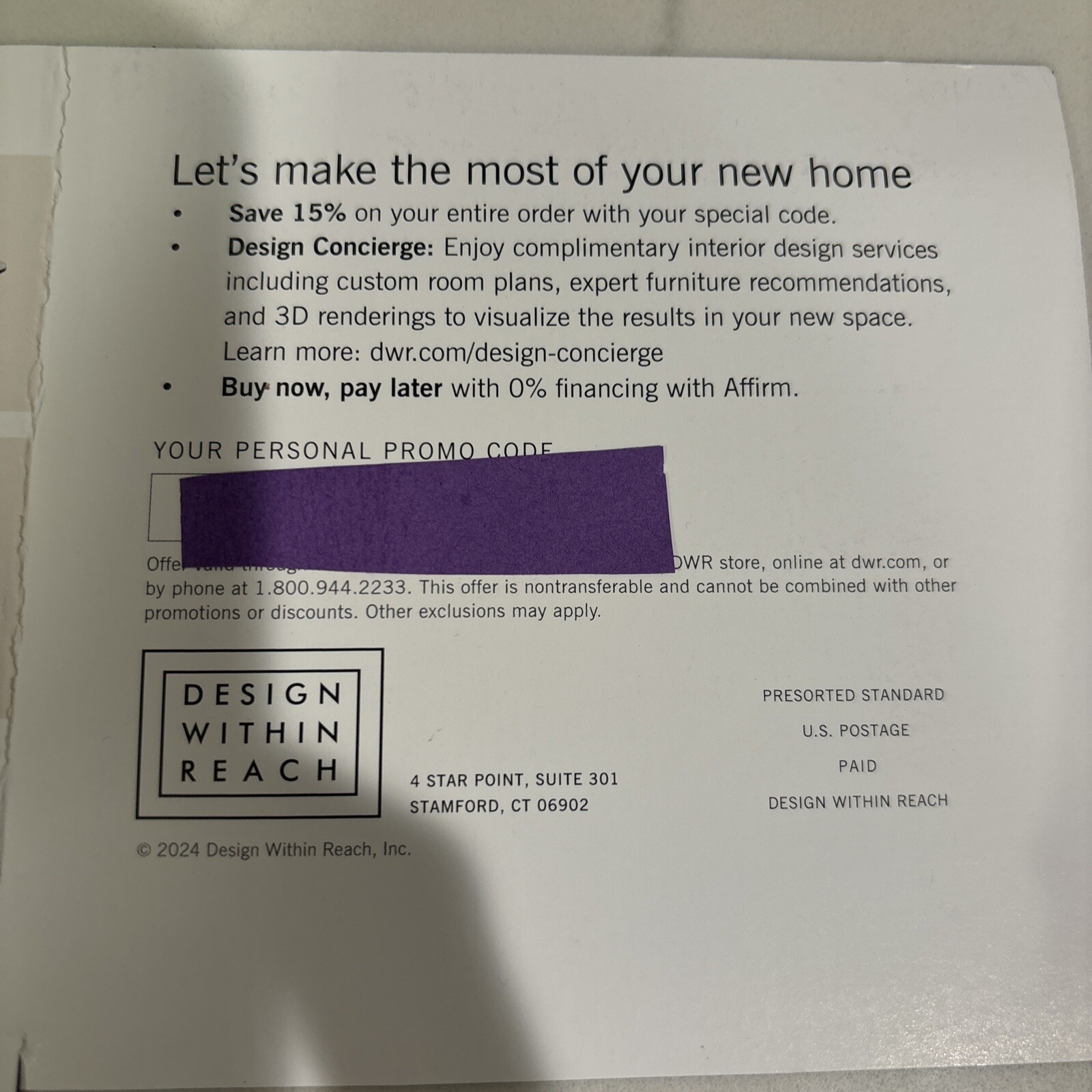 Design within reach 15 % Coupon EXP 12/31/24