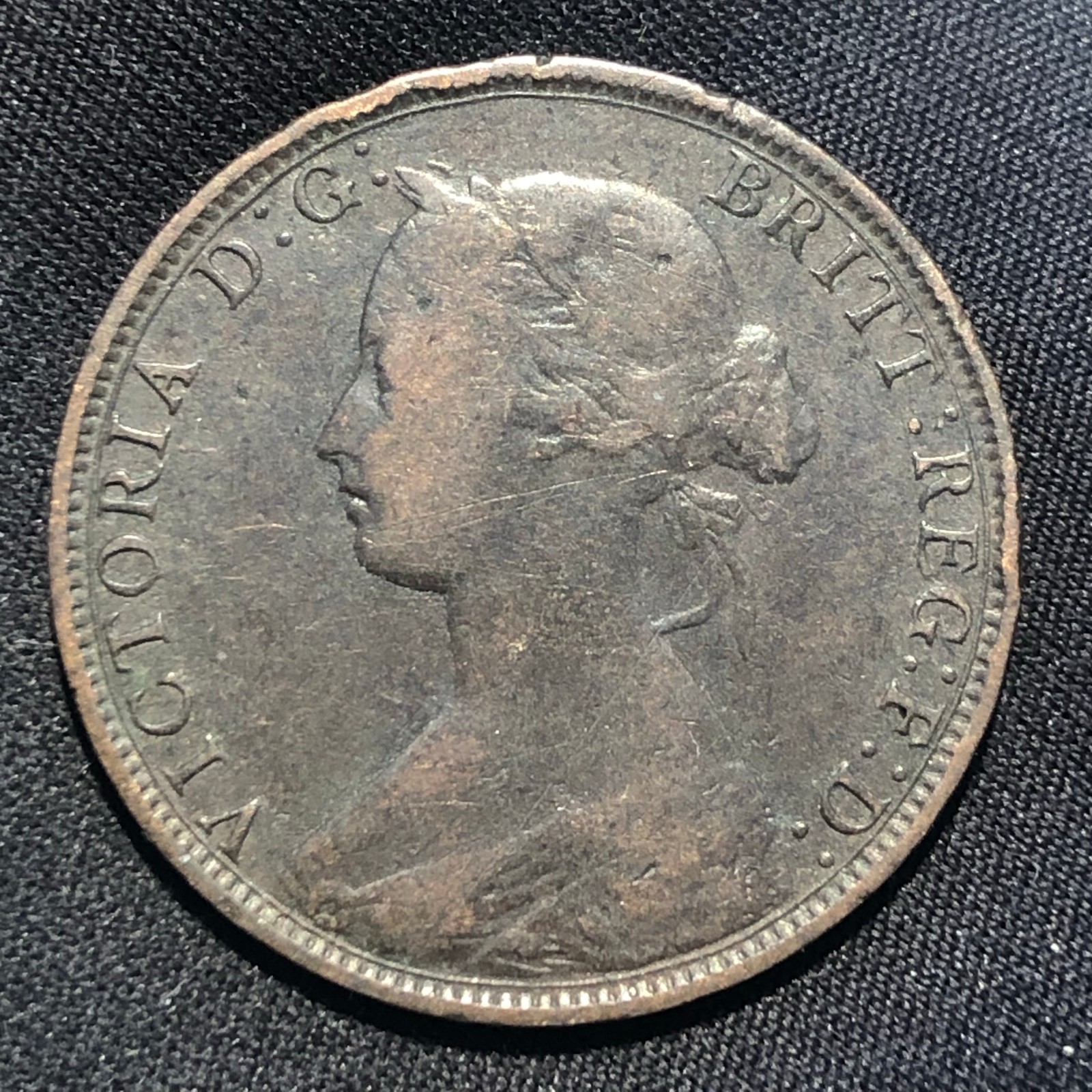 1862 Great Britain Half Penny Bronze Coin - VF (Very Fine) condition