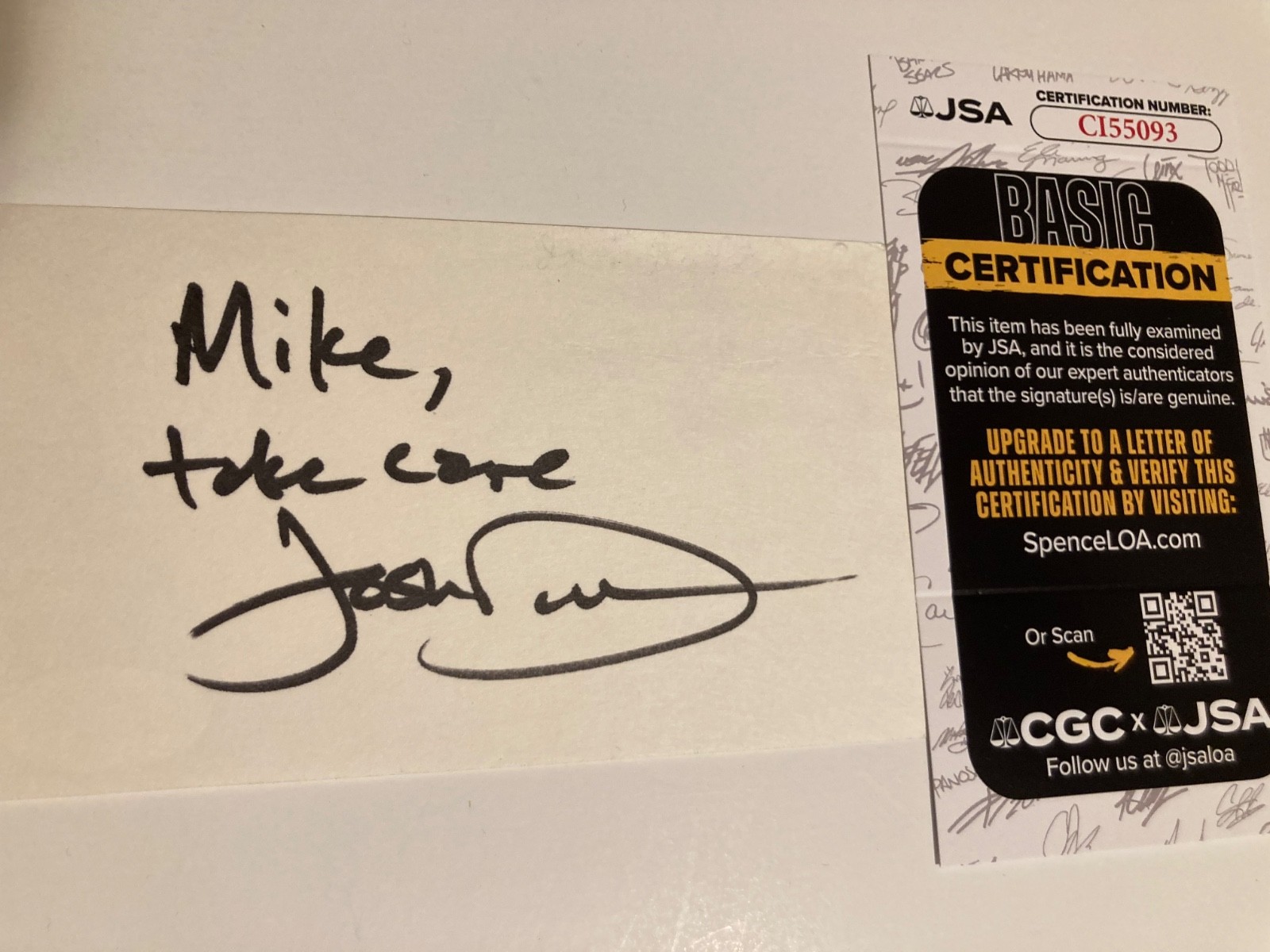 JOSH DUHAMEL  signed 3x5 card "TRANSFORMERS", "LAS VEGAS", "CALL OF  JSA#CI55093