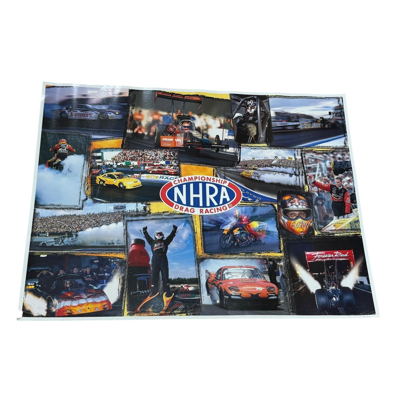 NHRA Championship Drag Racing Photo Collage Poster Top Fuel Funny Car Motorsport