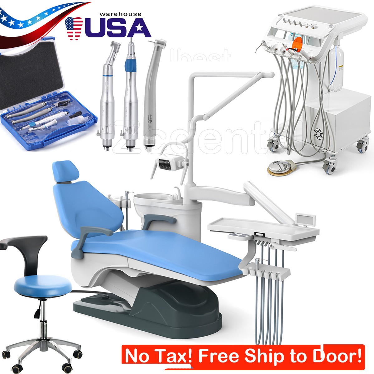 AZDENT Dental Unit Chair Computer Controlled DC Motor PU / Mobile Delivery Unit