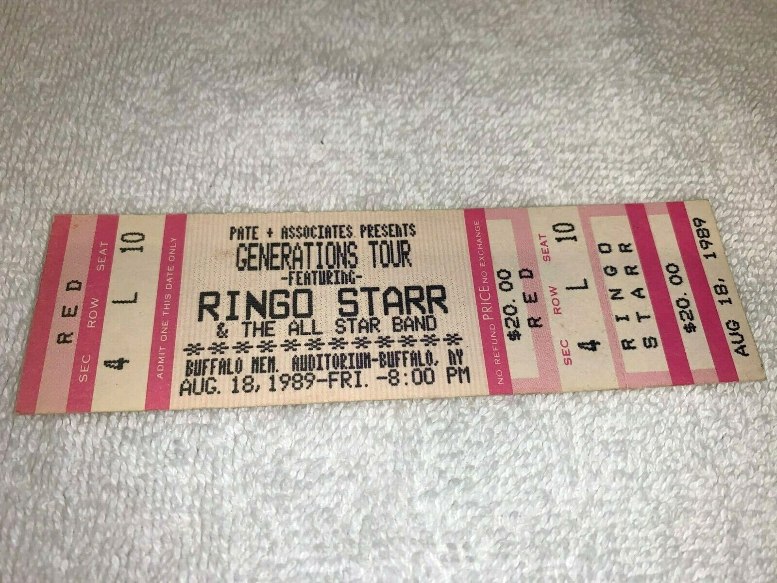  RINGO STARR 1989 UNUSED CONCERT TICKET ✅  Joe Walsh Levon Helm Dr John Beatles