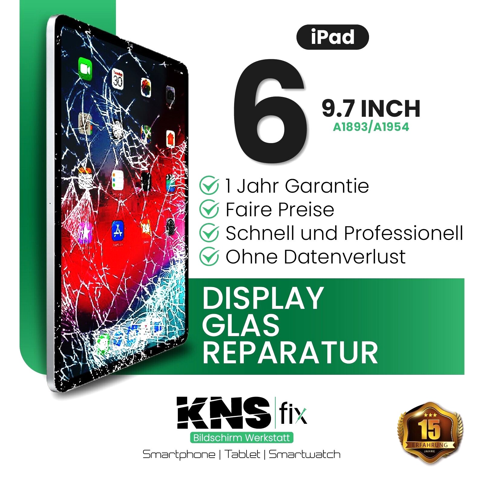 IPAD 6 Gen. Verre Devant Réparation Écran en Exchange ✅ 24 Heures Bon Marché