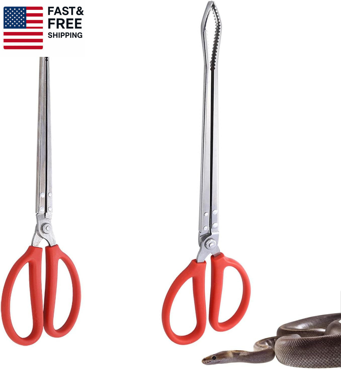 2 PCS Snake Feeding Tongs 15 Inch Extra Long Stainless Steel Reptile Feeding To