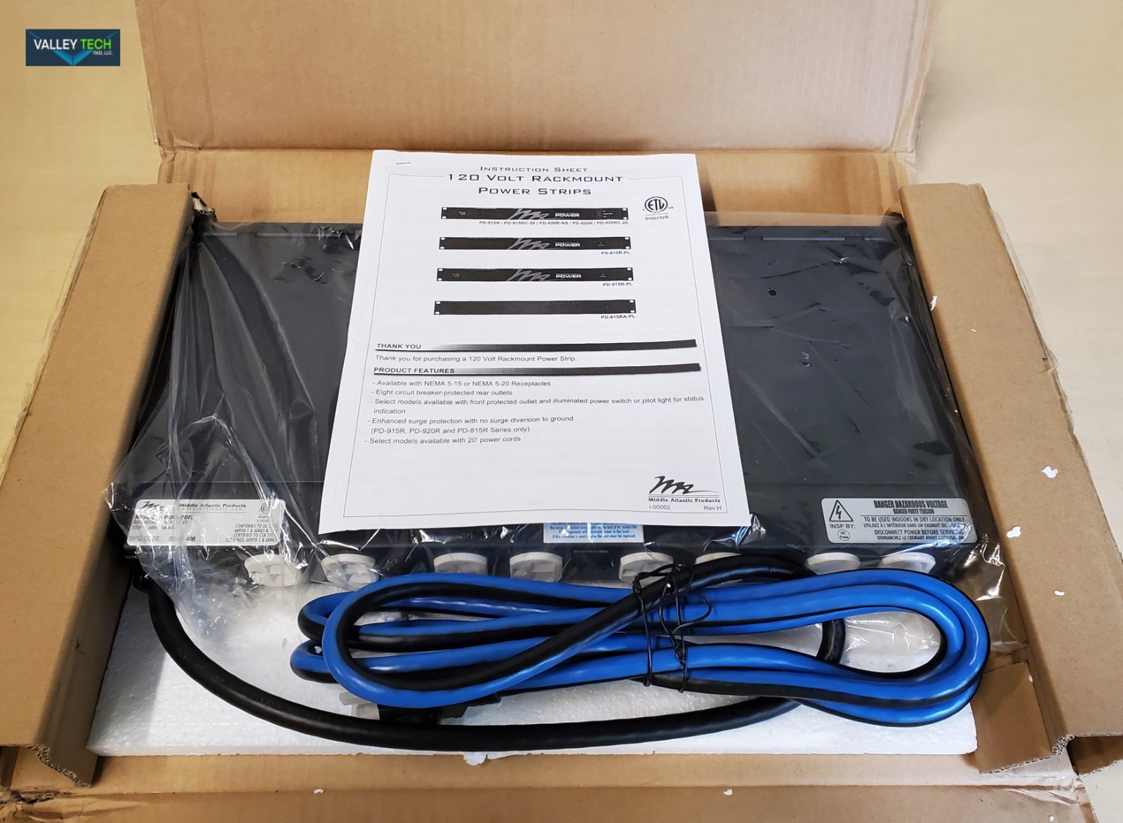 Middle Atlantic Products PD 920R Rackmount Power Unit Open box