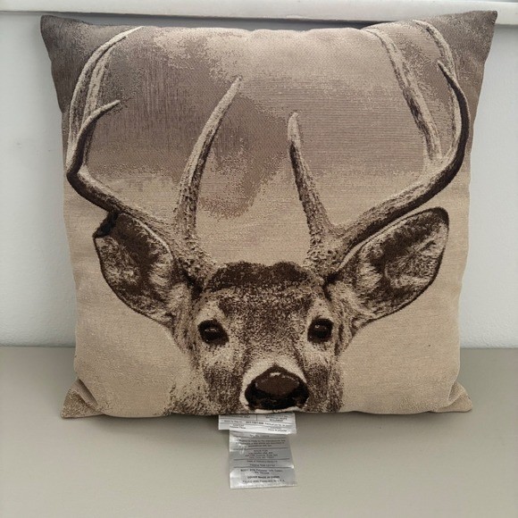 Lot of 2 Deer Buck Antlers Coyote Rustic Farmhouse Accent Throw Pillows  18x18