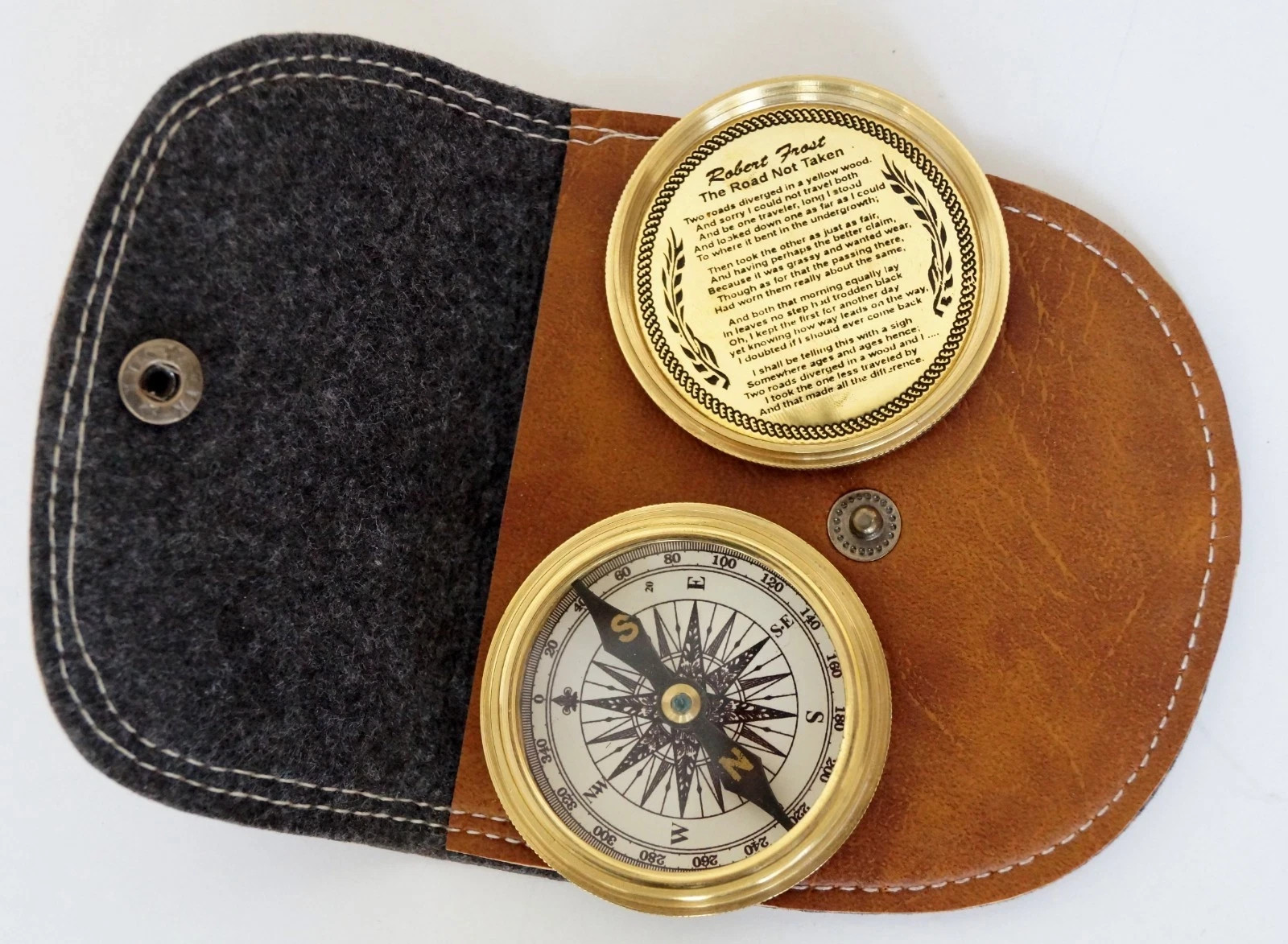 Brass Compass Leather Case Golden Stanley London Maritime 2" Pocket Compass Gift