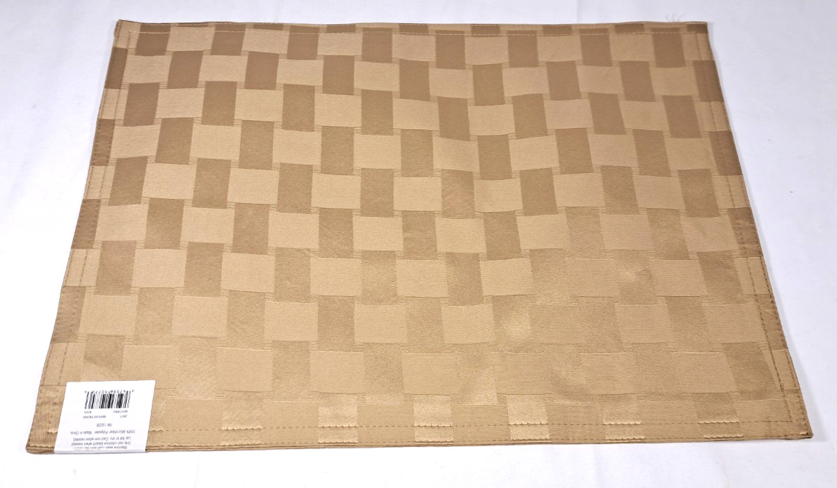 11 Reflections Placements Gold Beige microfiber table linens NEW Bridwil Linens
