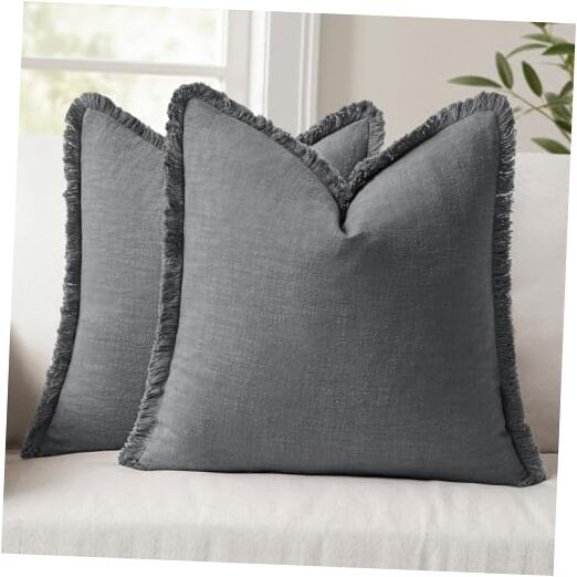  Set of 2 Decorative Throw Pillow Covers 24×24 Inch 24" x 24" (Pack of 2) Grey