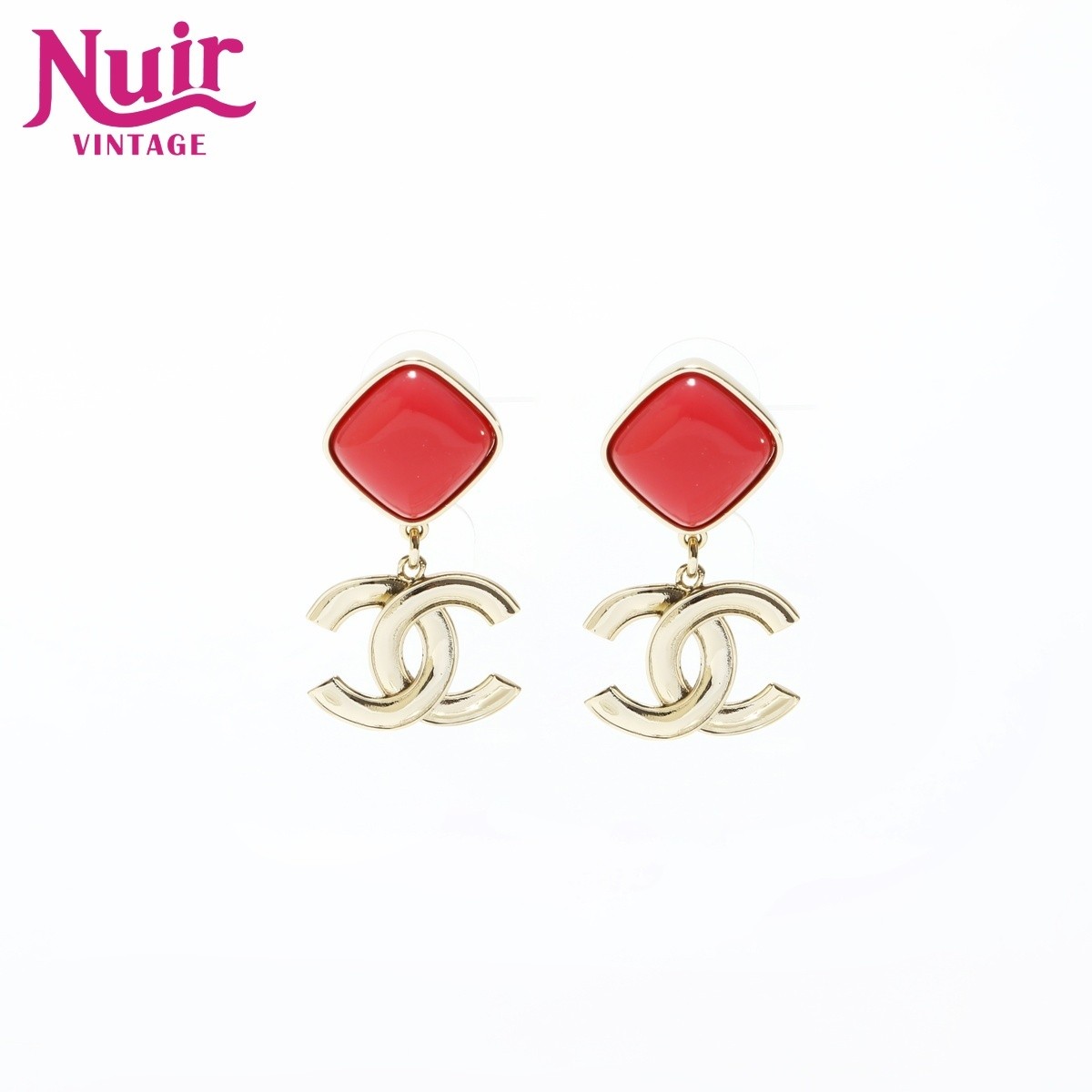 CHANEL Earrings A22S 2022 Drop Coco Mark Gold Used