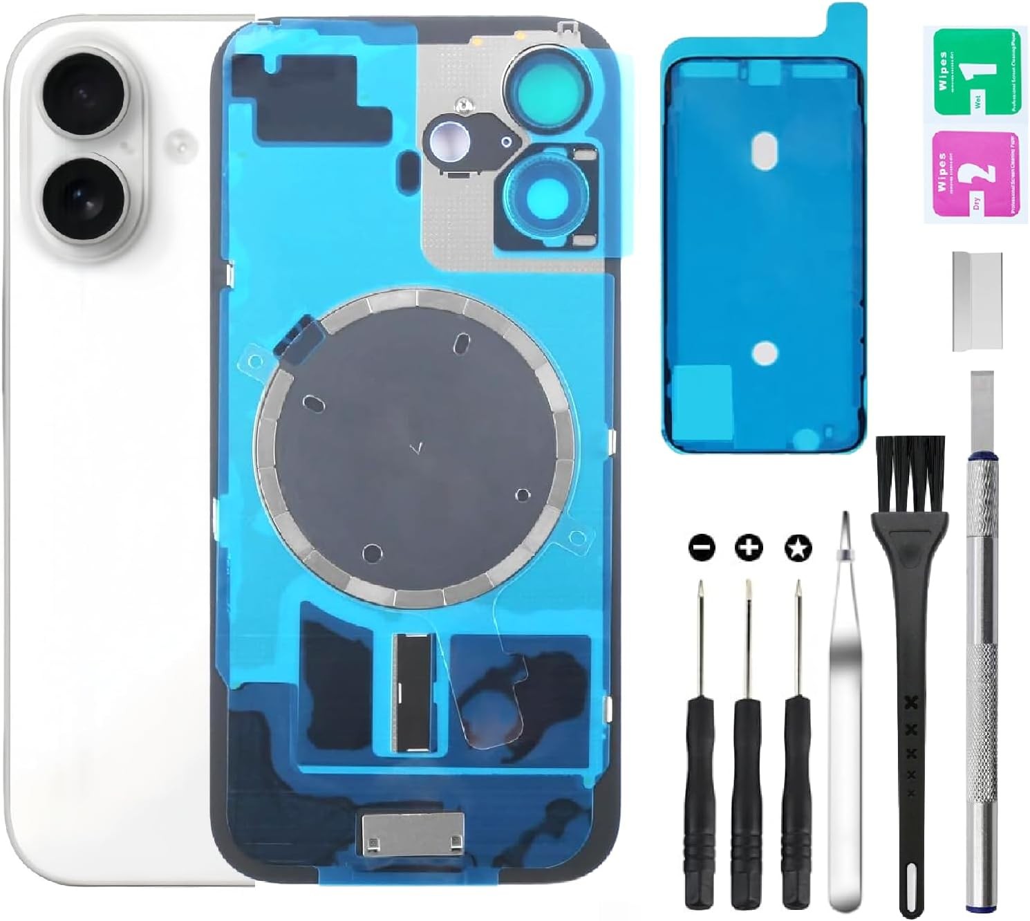 Rear Back Glass Replacement for iPhone 16 Plus Back Glass Camera Lens Magnet