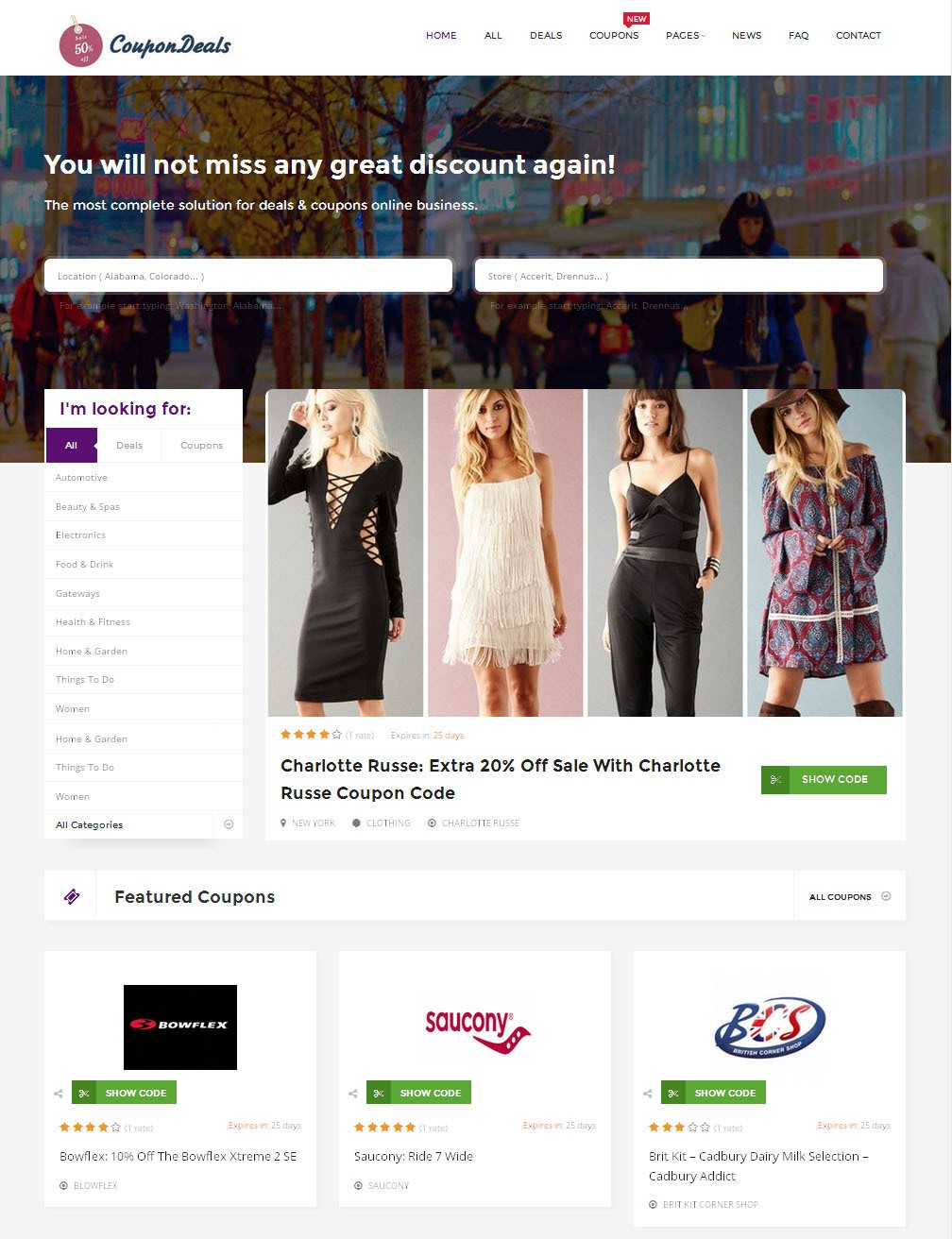 Coupons, Deals & Discounts Website