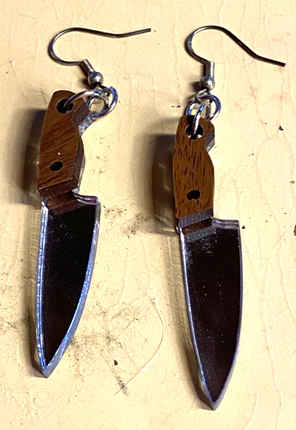 Vintage Novelty Lucite Knife Pierced Dangle Earrings 2"