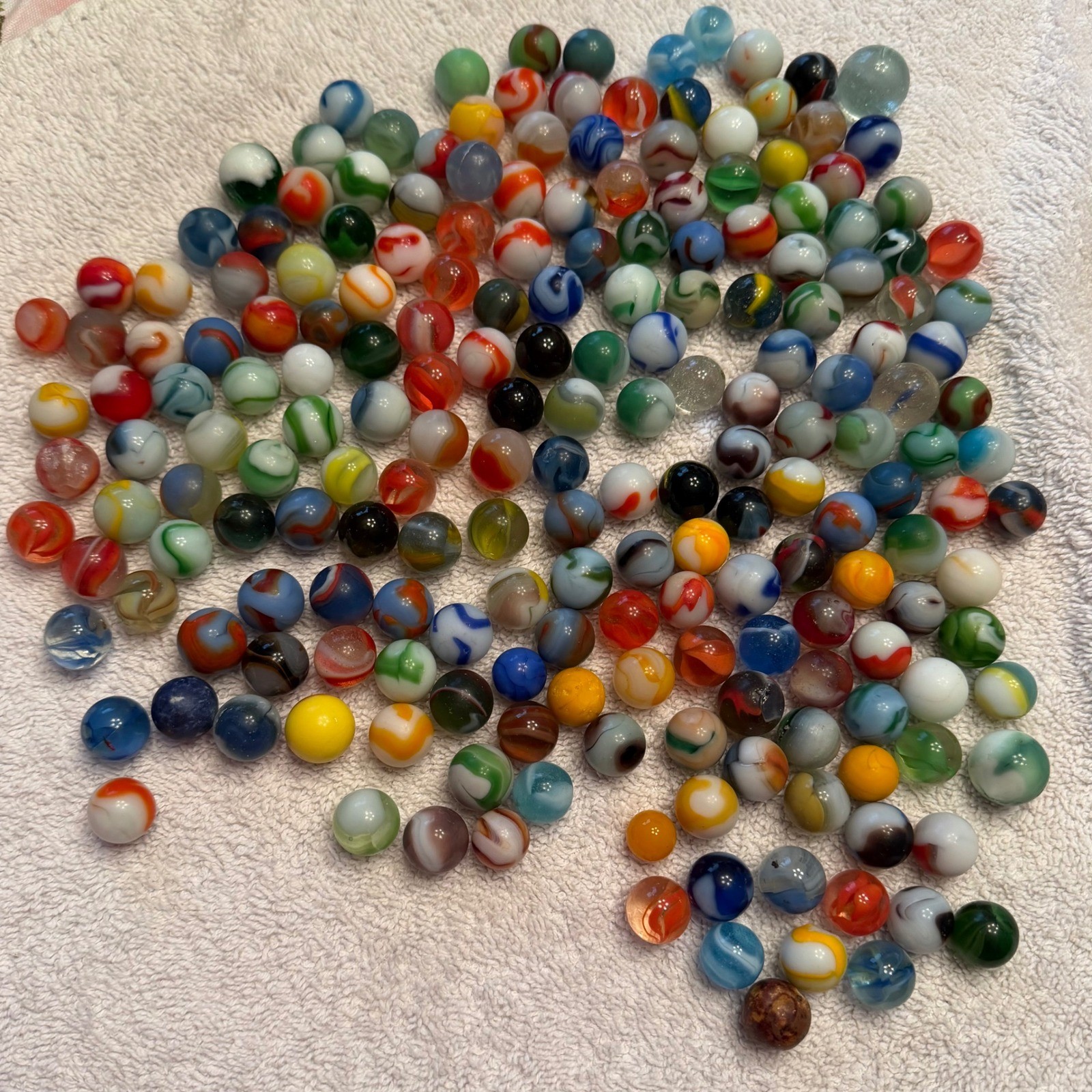 Large Vintage Glass Marble Estate Collection 200+ Mixed Swirls Shooters