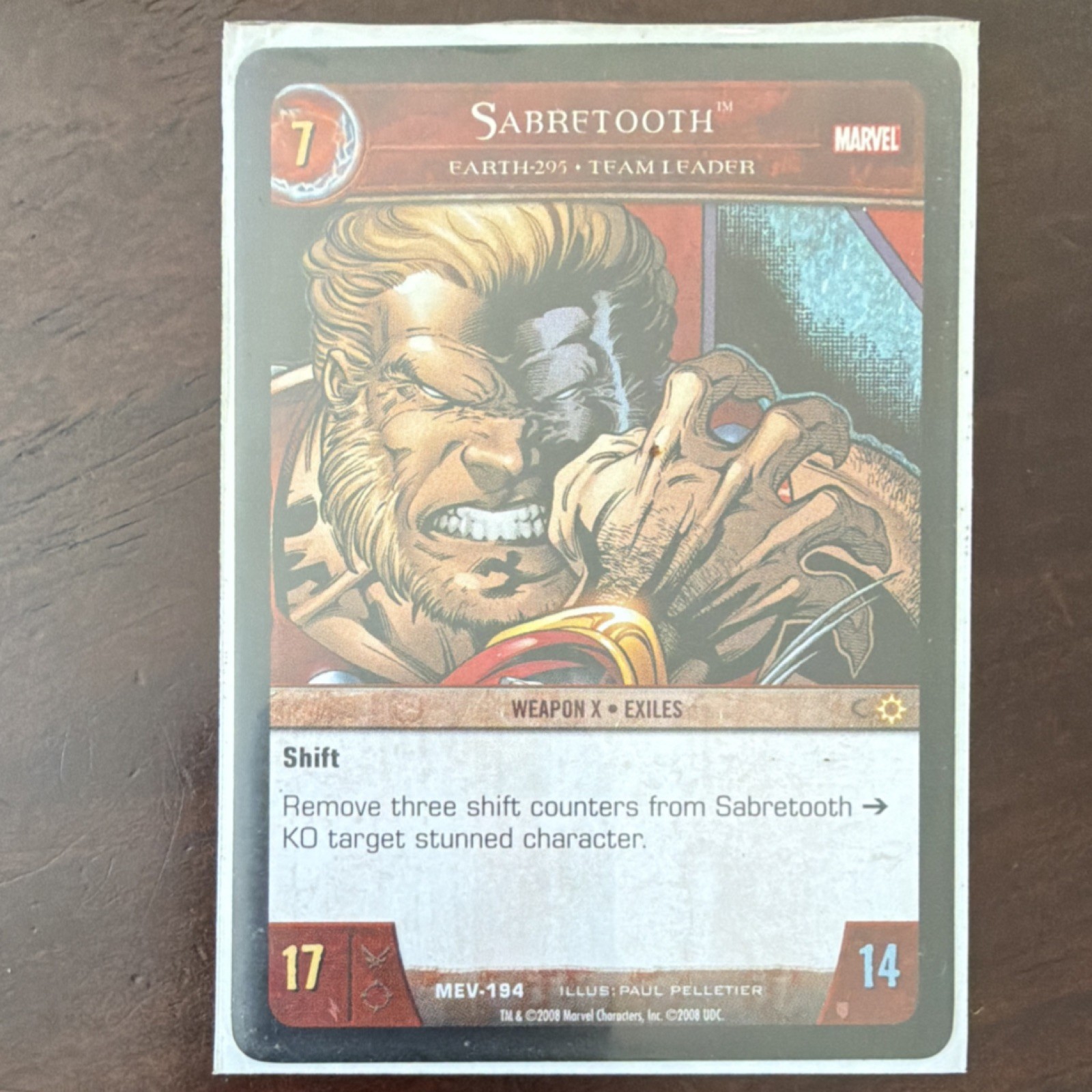 Marvel Sabretooth Team Leader MEV-194 Vs. System Upper Deck Card 2008