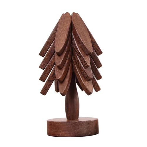 Wooden Placemats - Tree Washer Set, Wooden Pinwheel Coaster Set B Walnut 4 pcs