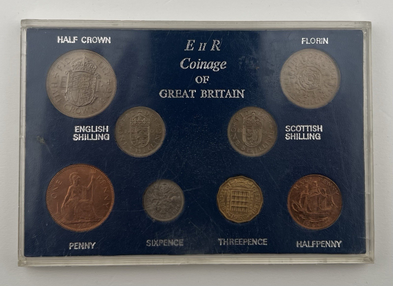 Vintage 1966 Coins of Great Britain Set of 8 in Mint Condition - 1083B