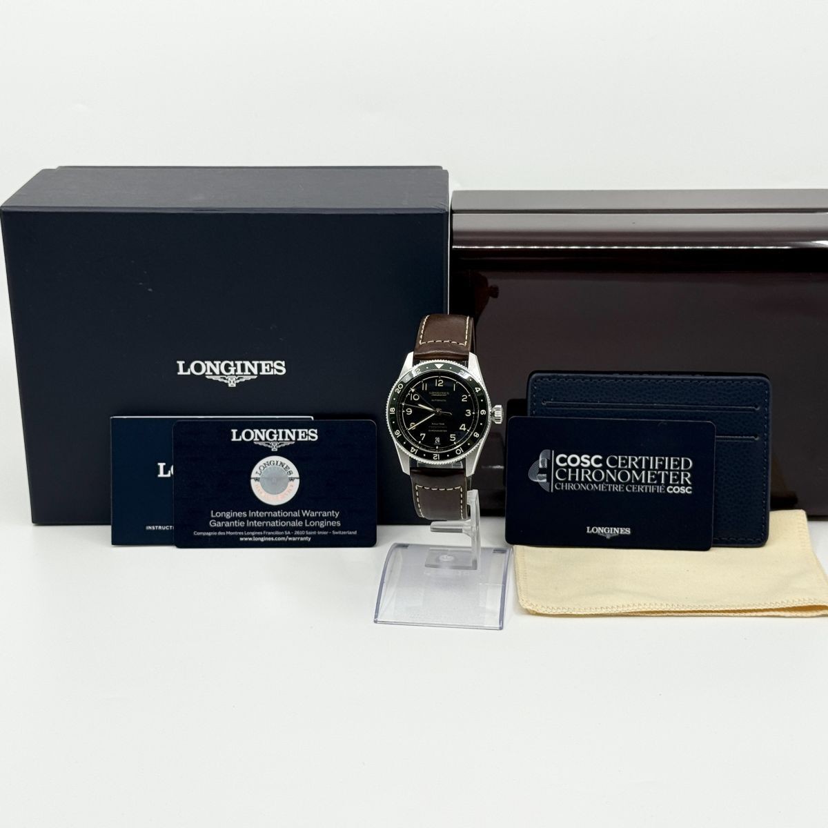 LONGINES Watch Zulu Time L3.802.4 55535409 AT Black Dial Leather Band Auth Rare