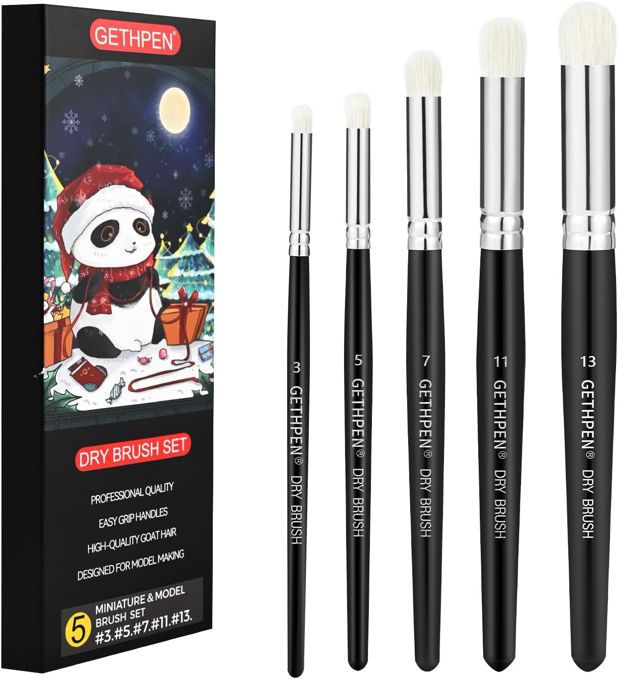 Dry Brush Miniature Painting Drybrush Set - 5 Sizes Hobby Detail Paint Brush Set