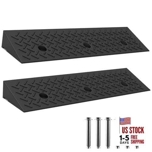 Heavy Duty Rubber Curb Ramp,2 PC 2" Rise Height,3 Tons(6600 LB) 2 inch Height