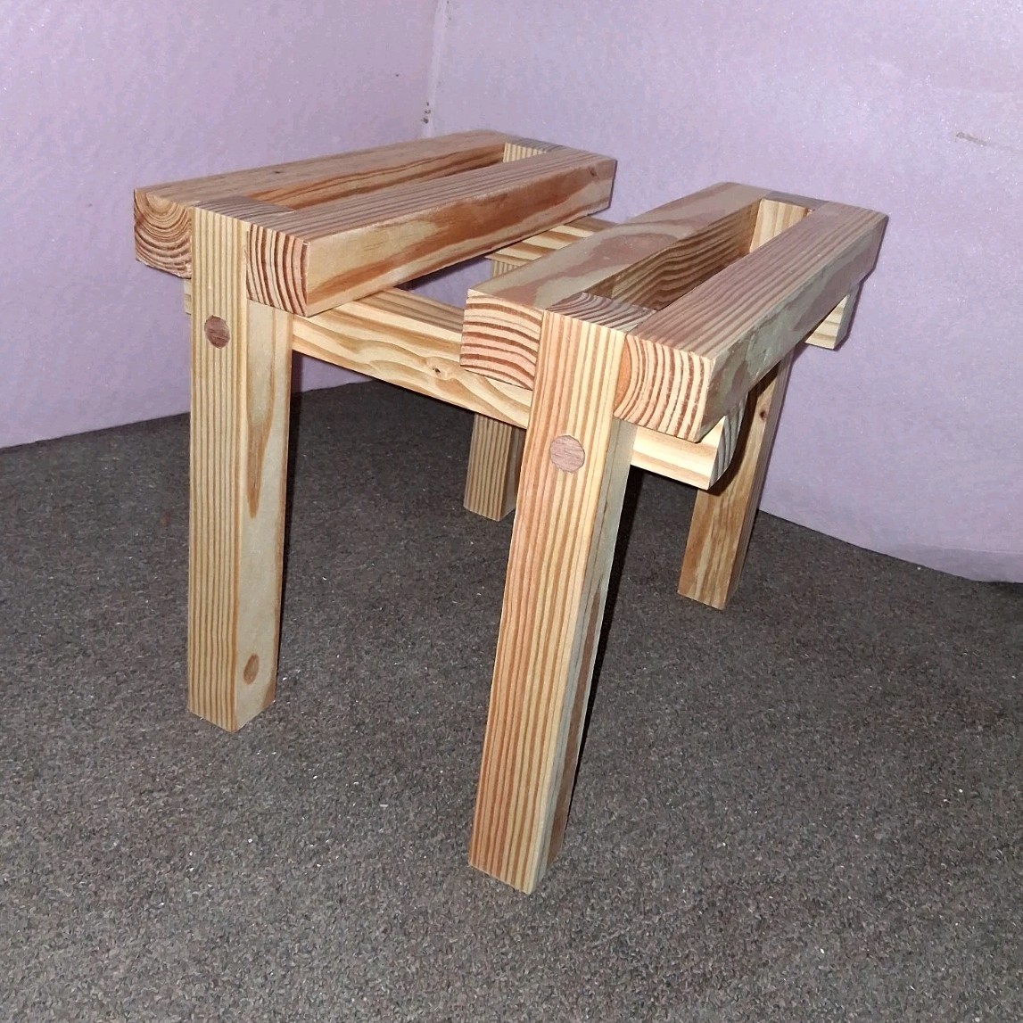 Handmad Wood Slatted Design pre finished, colors available. Plant stand/stool
