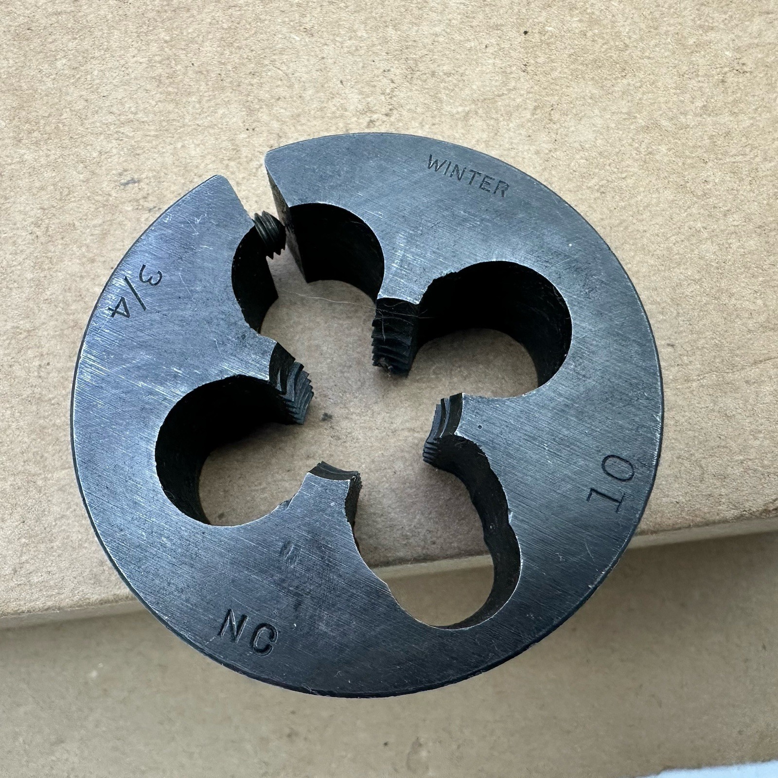 Vintage Winter Bros. Die 3/4”-10 NC Machinist Die Only Made in USA 2-1/2” OD