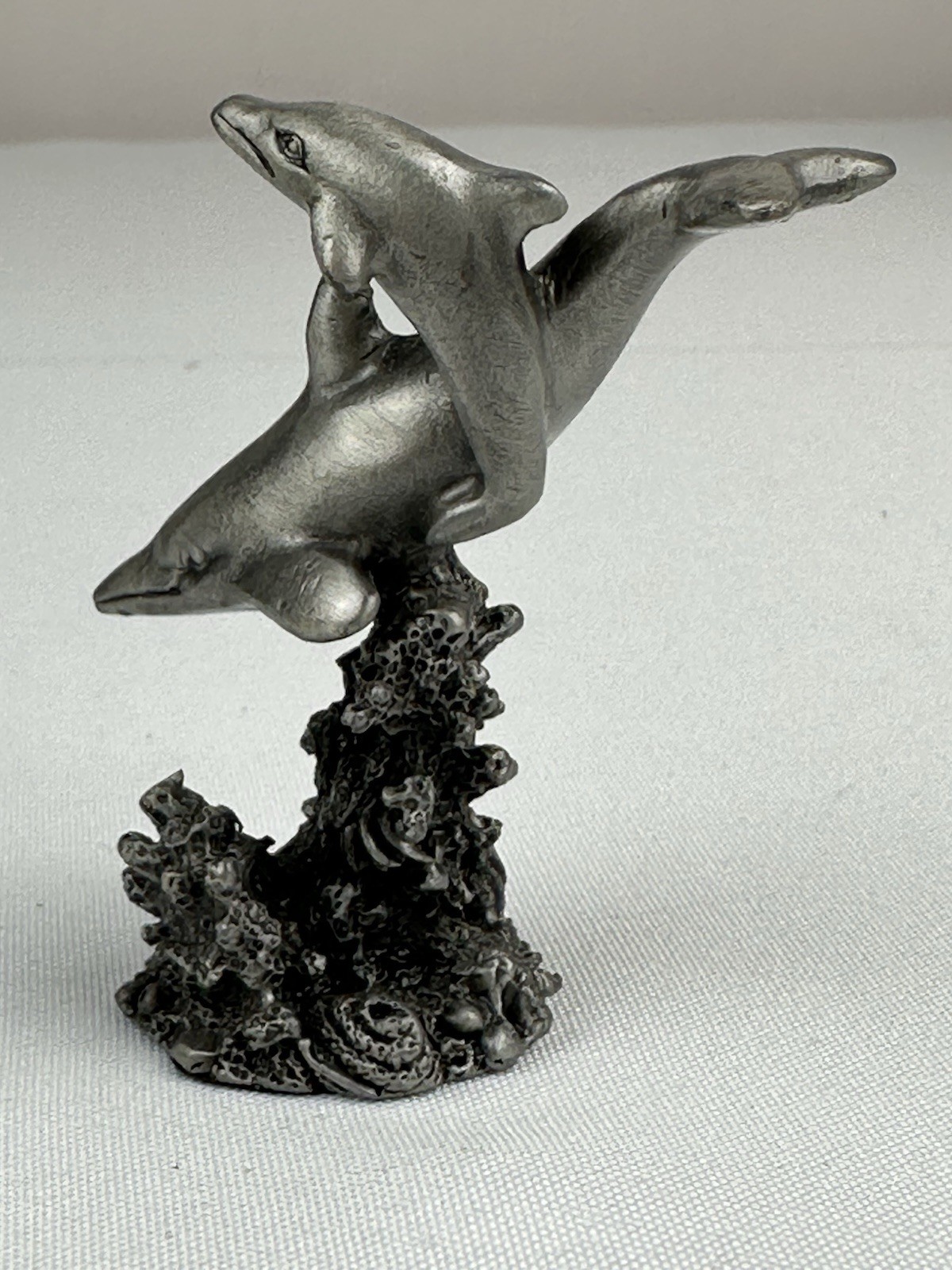 BOTTLE NOSED DOLPHINS 3” Pewter Metal Animal Figurine