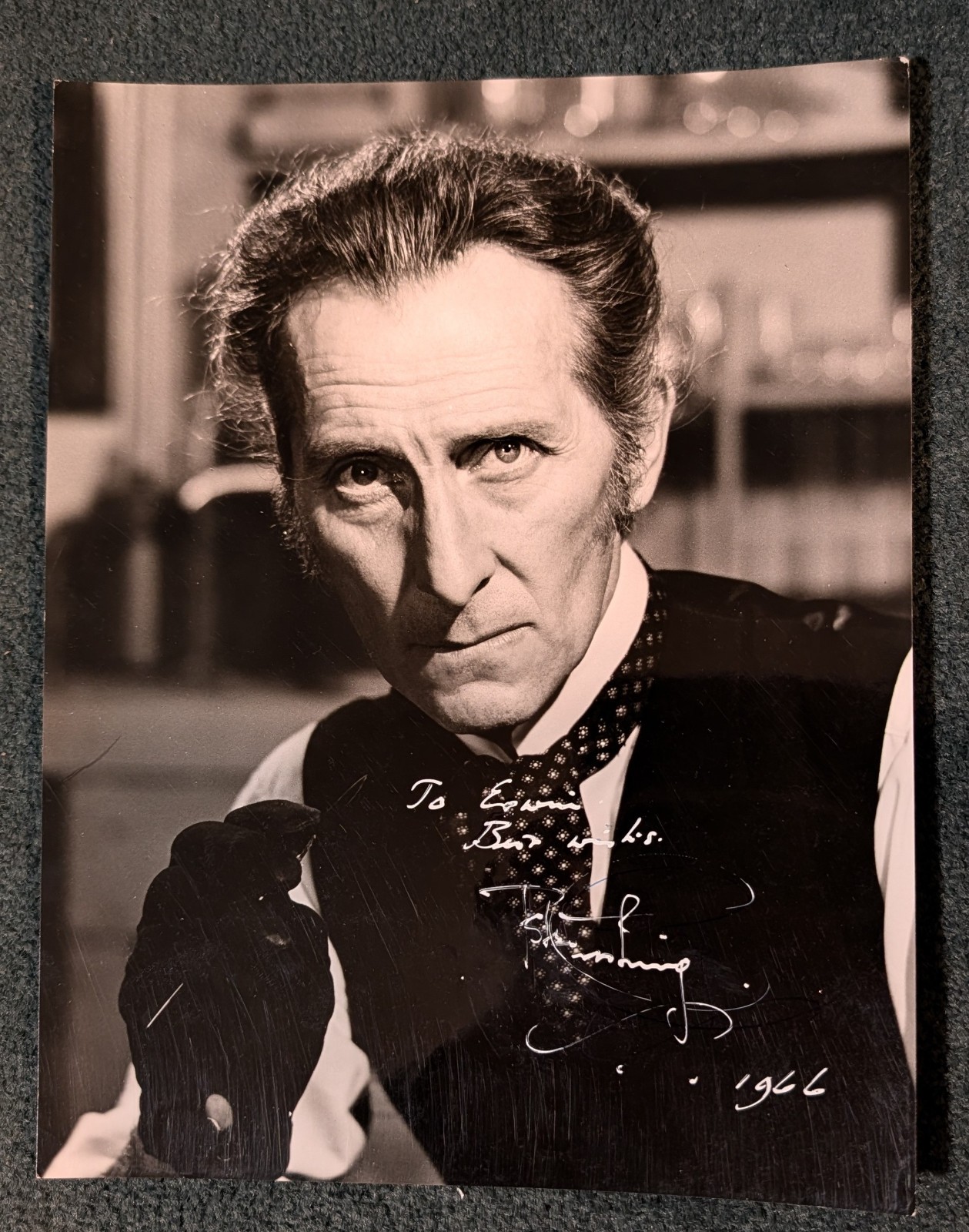 PETER CUSHING as DR. FRANKENSTEIN 1966 ORIGINAL AUTOGRAPHED PHOTO! STAR WARS!