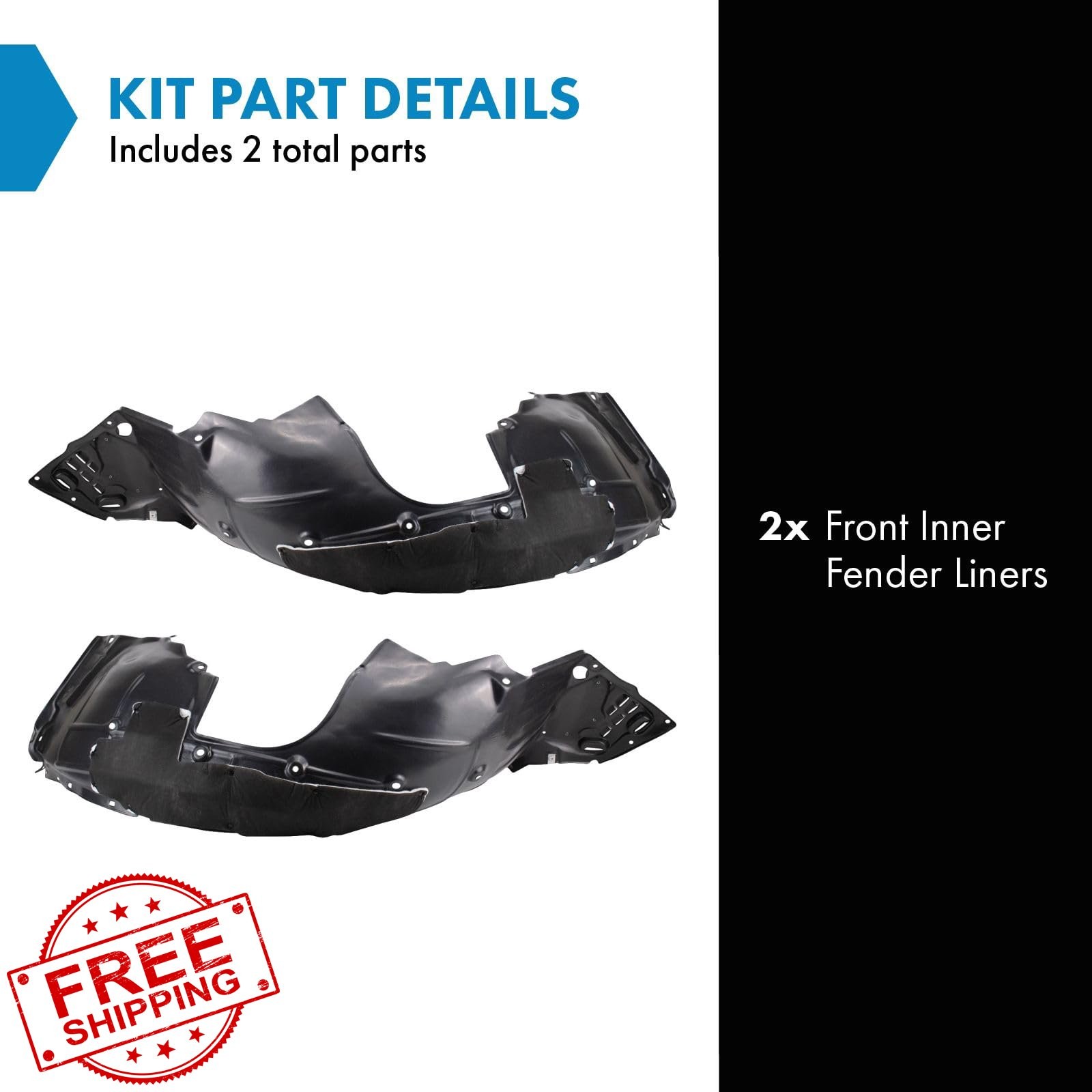 TRQ 2020-2021 Honda Civic Inner Fender Liners Front Set