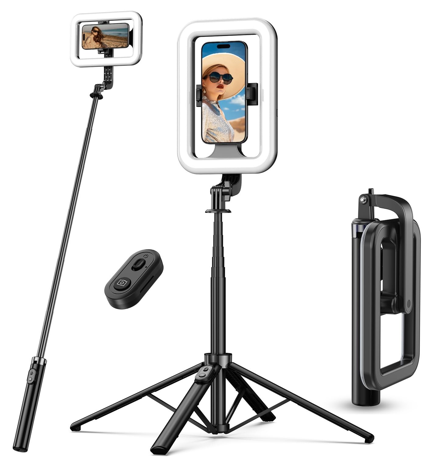 Selfie Ring Light with 72" Tripod Stand - Extendable Selfie Stick with Light ...